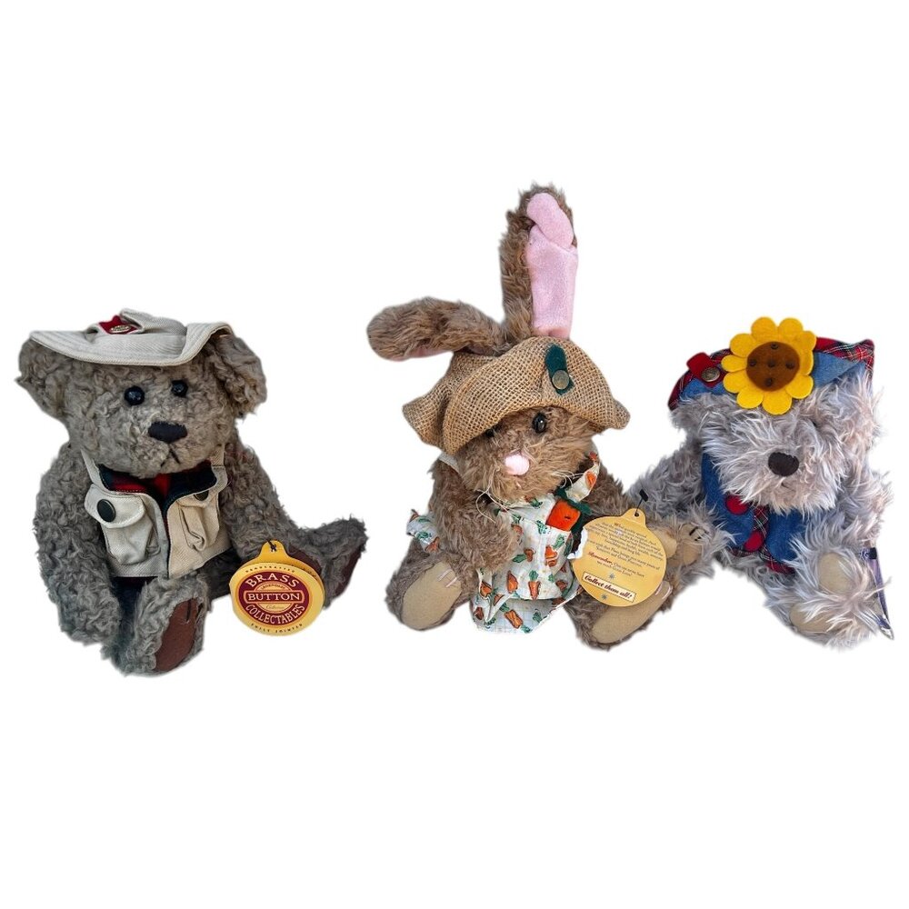 3 Brass Button Collectibles Pickford Bears Tanner Blossom Flora Fully Jointed